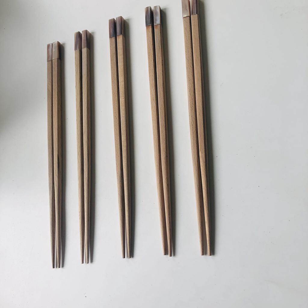 ĐŨA GỖ BEECH Cán Khảm Trai Hồng 23cm, Đũa Ăn Cơm Gia ĐÌnh, Phụ Kiện Sang Trọng, Chụp Ảnh Trang Trí
