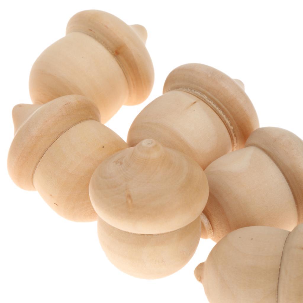 60pcs Vintage Acorn Wood DIY Craft Wedding Party Decor Cake Topper