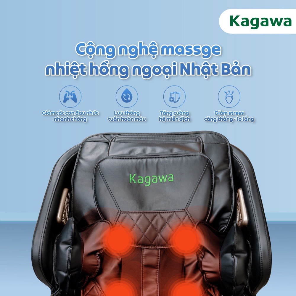 Ghế massage toàn thân Kagawa K6 Pro con lăn 4D, đa chức năng, tự động xoa bóp từ cổ, vai, gáy đến chân