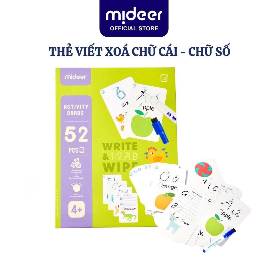 Bộ Thẻ Viết Xóa Học Chữ Cái - Chữ Số Mideer Write &amp; Wipe Cards - 123 &amp; ABC - 52 Thẻ Flashcards