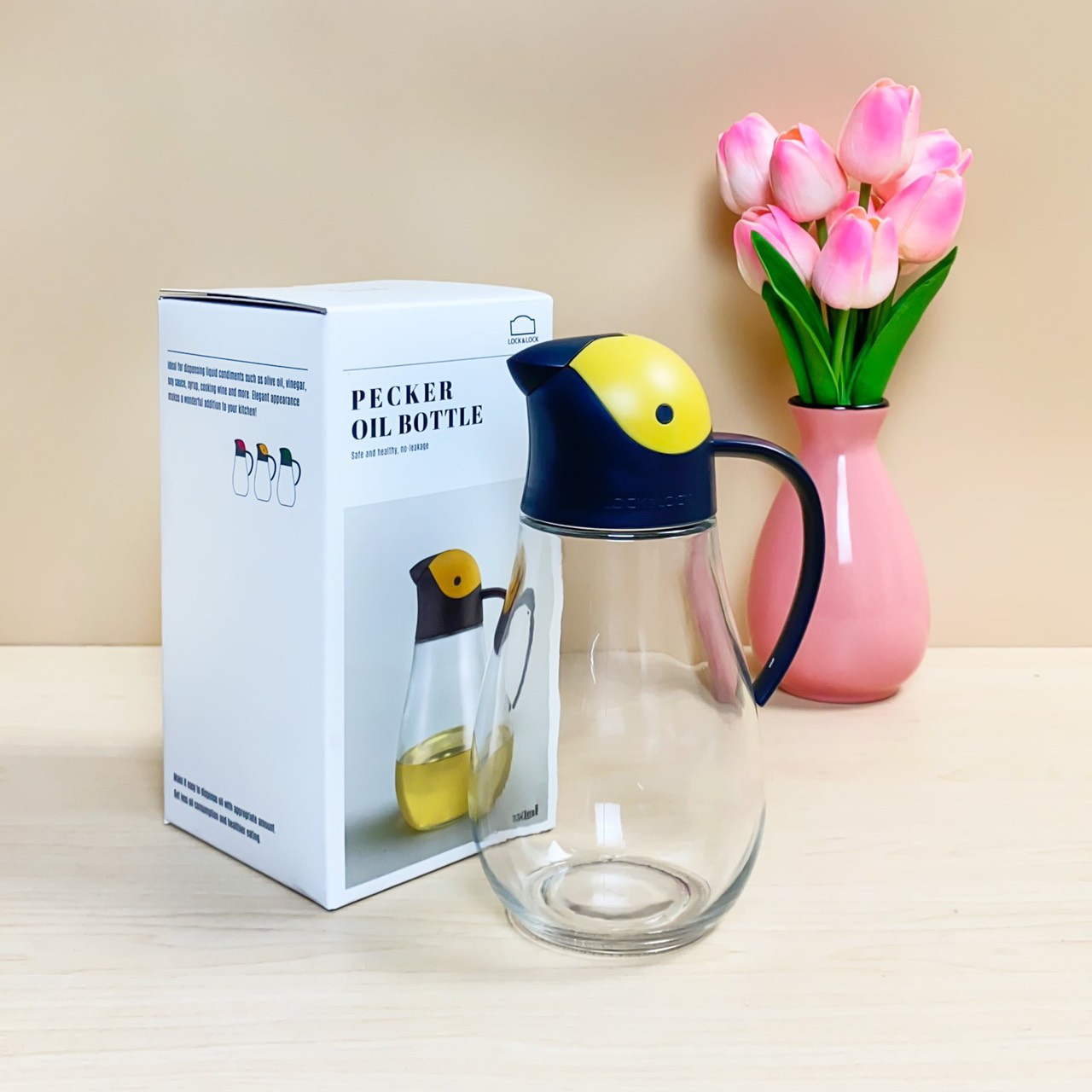 Bình Rót Dầu Nắp Mở Tự Động Tiện Lợi Bằng Thủy Tinh Cao Cấp Dung Tích 550ml CKO201