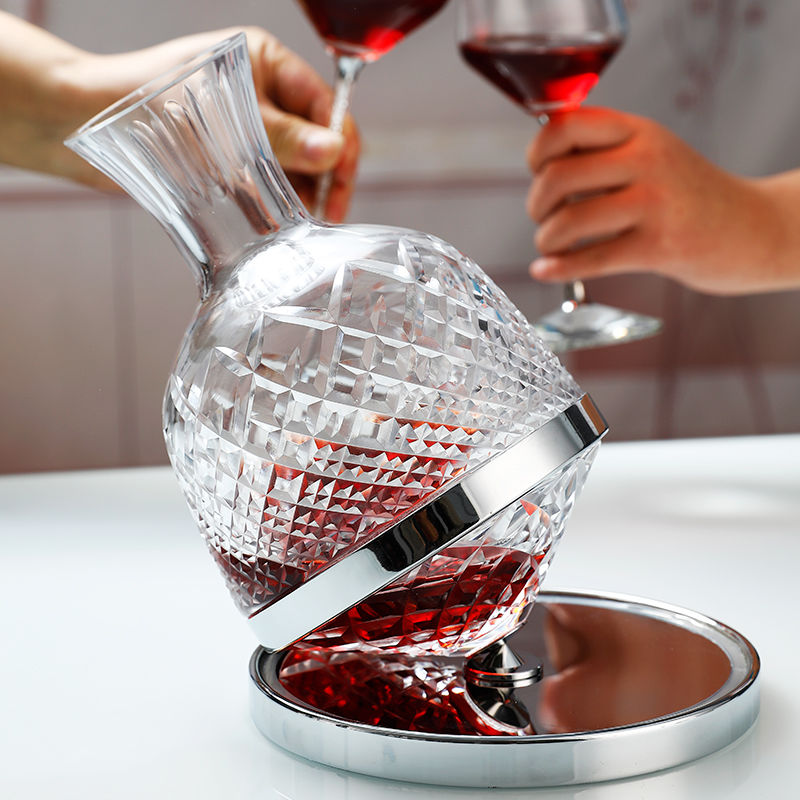 Bình chiết Vang Xoay 360 ° Sang Trọng kèm 2 Ly Vodka Bourbon Whisky 1500mL có hộp đựng bằng da