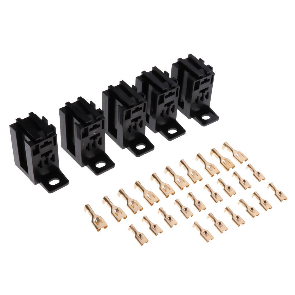 5x5 Pieces 60AMP Micro 5Pin Relay Board Mount Socket for 25 Copper Terminals