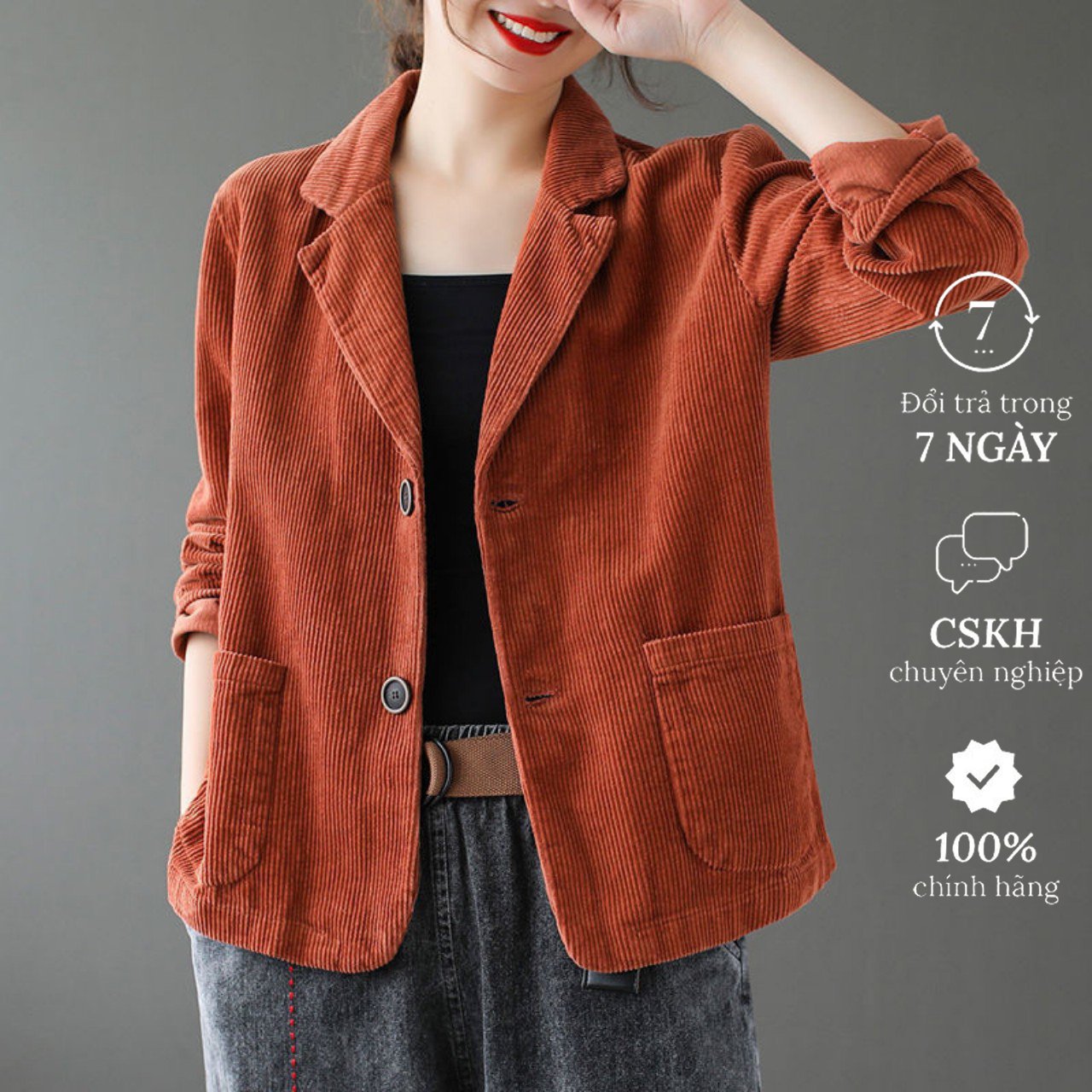 Áo vest- Áo blazer nữ công sở chất liệu nhung tăm dày dặn, 2 túi trước siêu xinh CS05