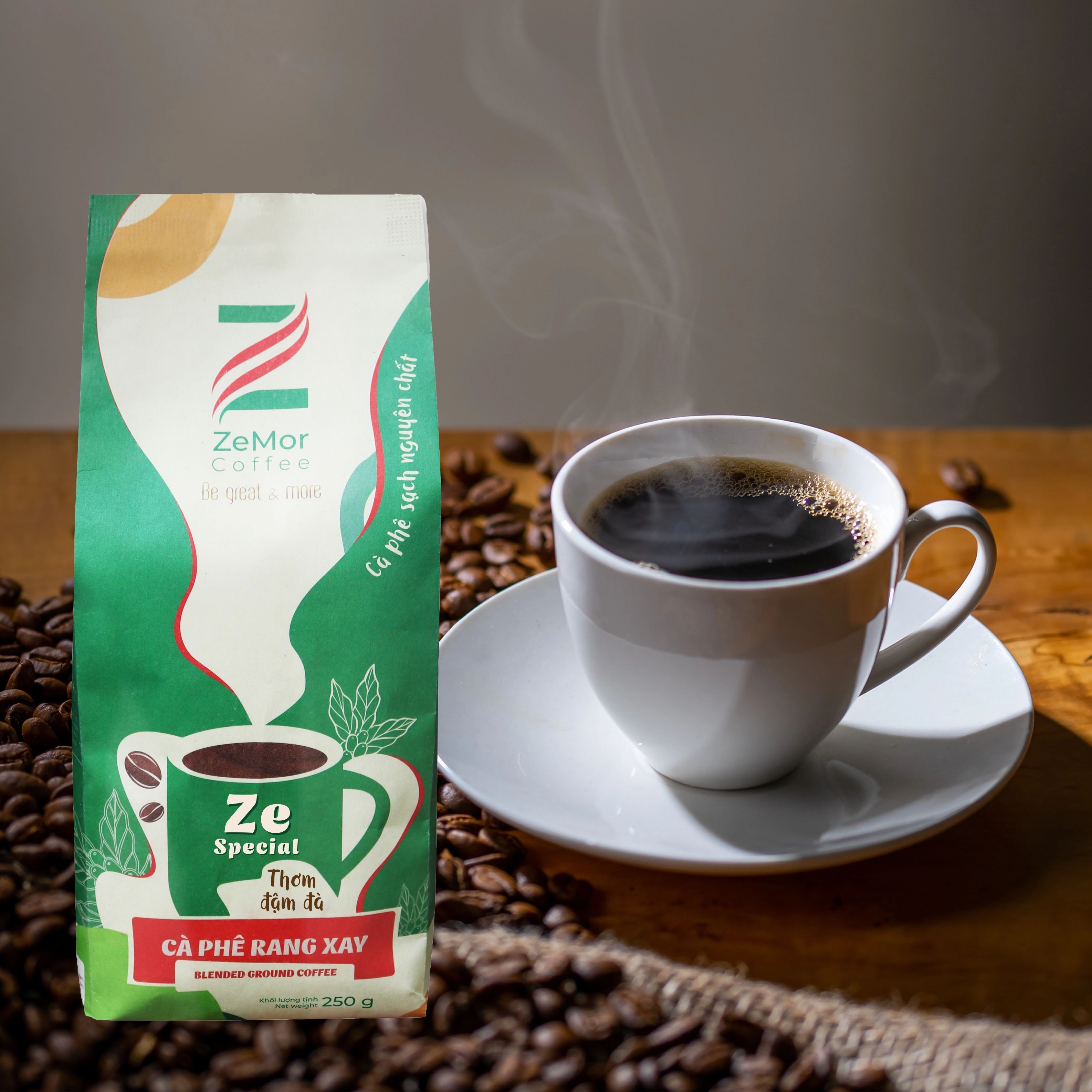 Cà Phê Rang Xay Nguyên Chất Rang Mộc ZeMor Coffee Ze Special Thơm Đậm Đà 250g