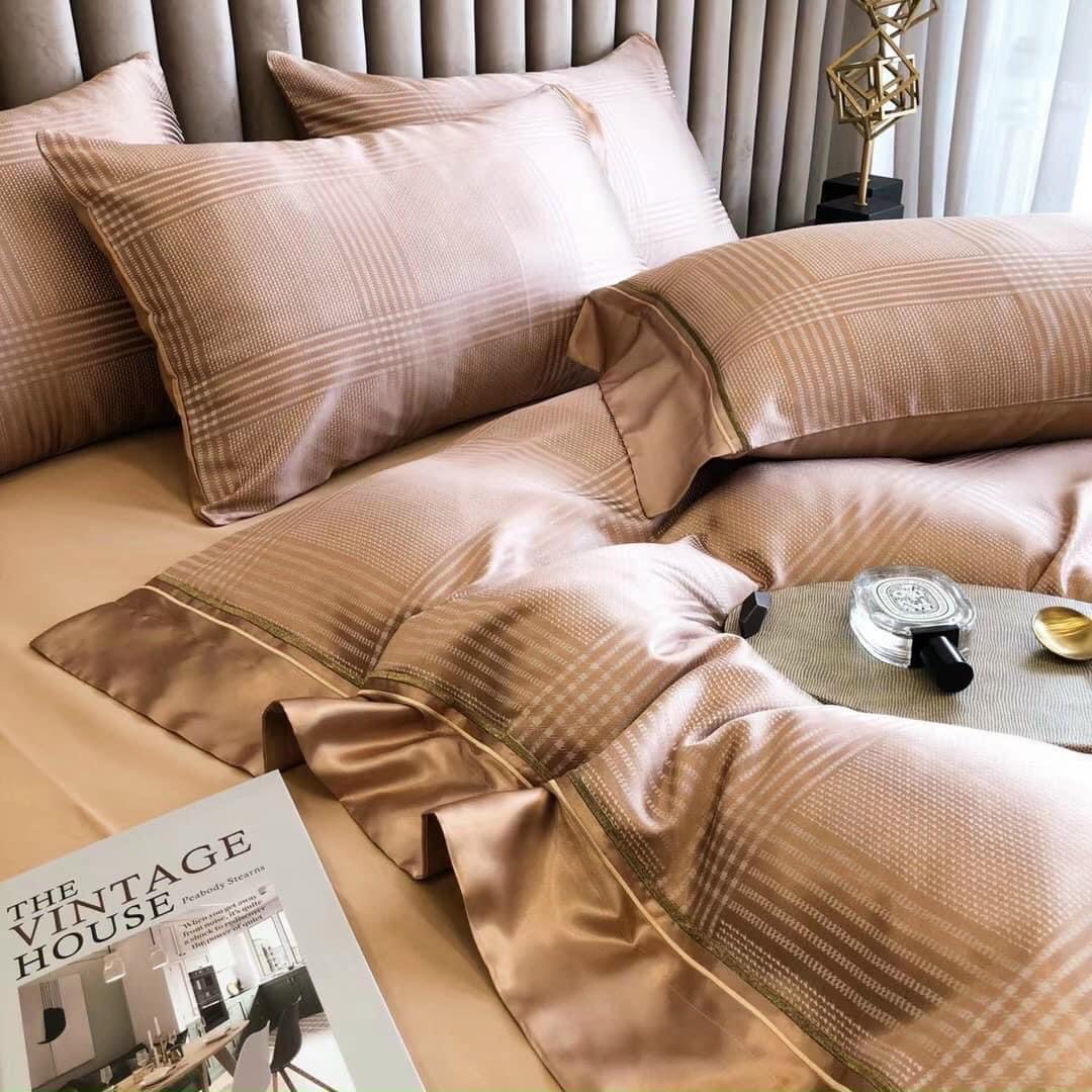Bộ Chăn Ga Gối Đệm 5 Món Chăn Phao Lụa Cao Cấp Hin Home Bedding Drap Giường Lụa
