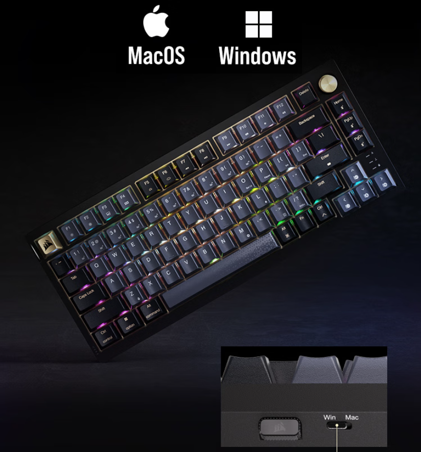 Bàn phím Corsair K65 Plus Wireless - 75% RGB Mechanical Keyboard_Mới, hàng chính hãng