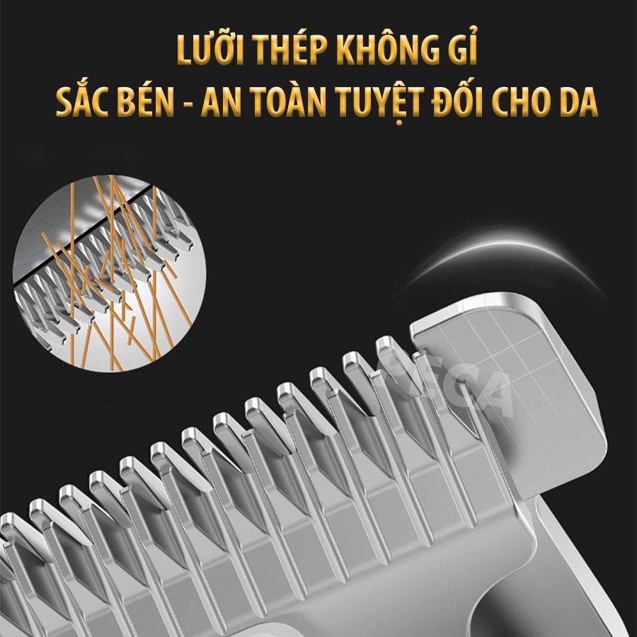 Tông đơ cắt tóc chuyên nghiệp Kemei KM-802 màn hình LCD hiển thị công suất mạnh mẽ 10W sạc nhanh pin trâu