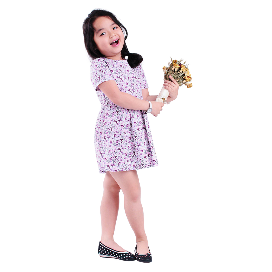 Đầm Xòe Babydoll Hoa Nhí Tím Ugether UKID78 - Họa Tiết