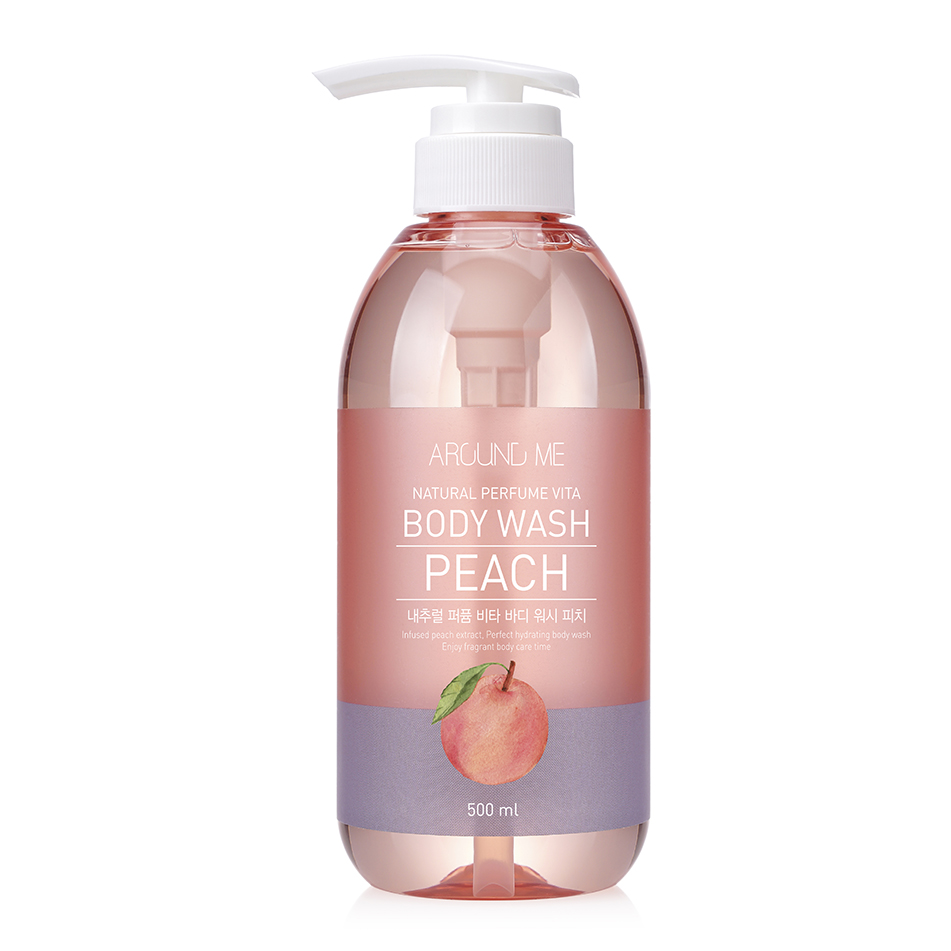 Sữa tắm hương đào Welcos Around Me Body Wash Peach Hàn Quốc 500ml Tặng Móc khóa