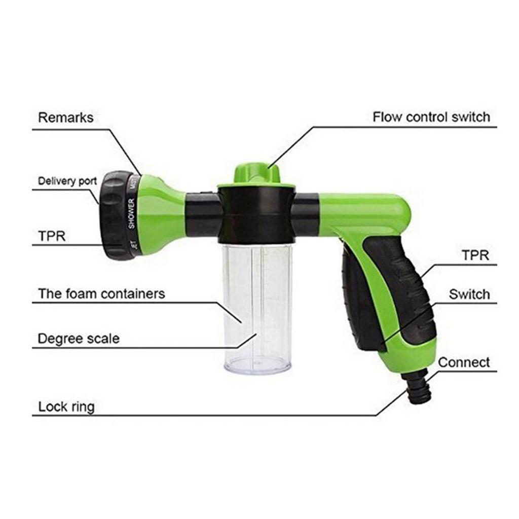 Multifunctional High Pressure Foam Water Sprayer - Garden Hose Nozzle Hand Sprayer, Heavy Duty 8 Pattern Watering Nozzle for Car Garden Pets Washing