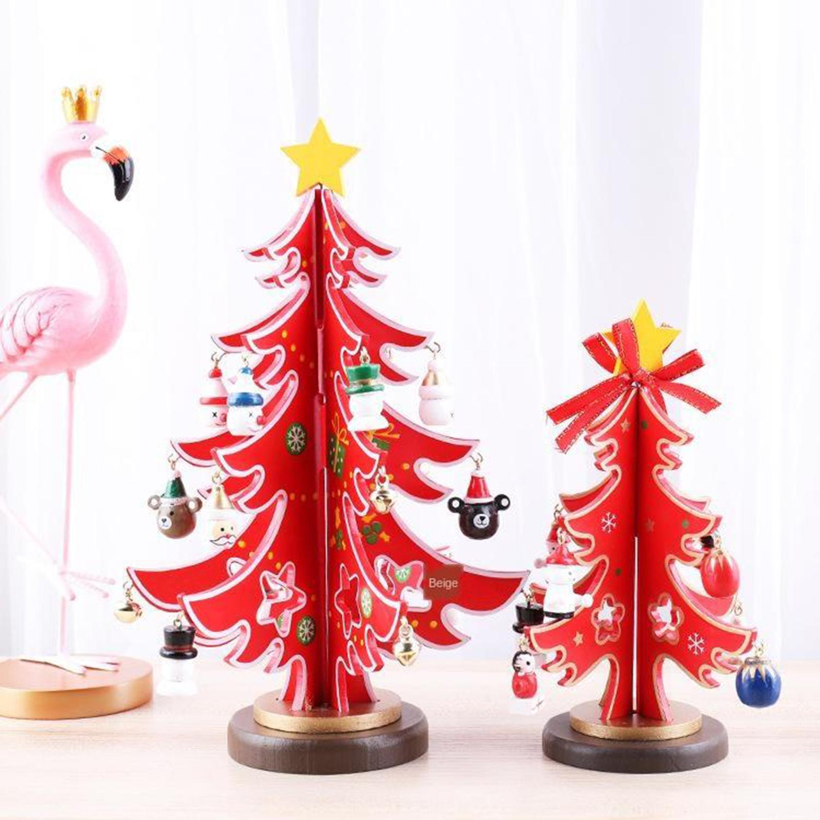 Trang trí cây thông Noel bằng gỗ để bàn Tượng trang trí cây thông Noel tự làm