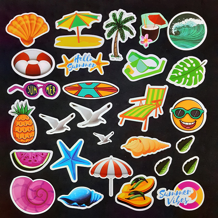 Bộ Sticker dán cao cấp chủ đề SUMMER - Dùng dán Xe, dán mũ bảo hiểm, dán Laptop