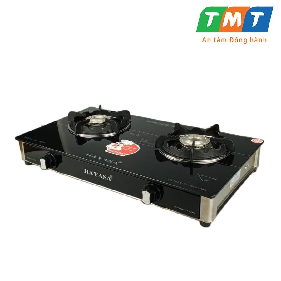 Bếp gas đôi kiếng cường lực Hayasa HA-8800A đầu đốt inox 304, kiềng gang