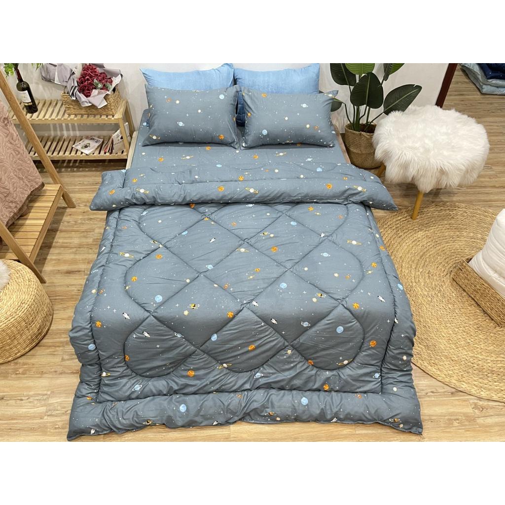 Sét chăn ga bọc đệm cottong poly 5 món nhiều kích thước