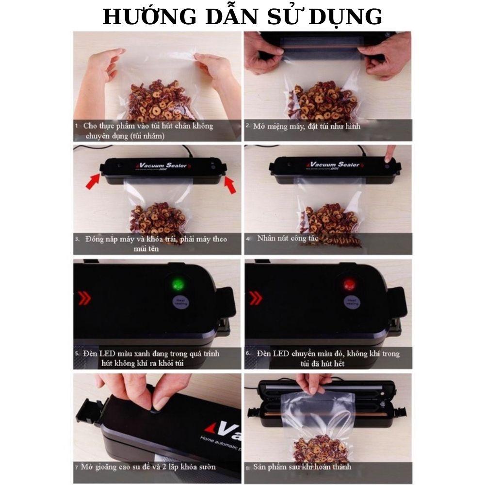 Máy Hút Chân Không Thực Phẩm Không Kén Túi Kèm Hàn Miệng Túi Vacuum Sealer Mẹ Gạo( TẶNG 10 túi hút )