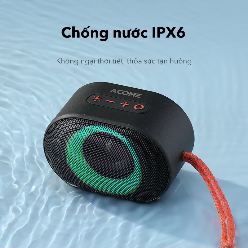 Loa Bluetooth ACOME A10 Hiệu Ứng LED Công Suất 10W Chống Nước IPX6 Công Nghệ TWS - Hàng Chính Hãng