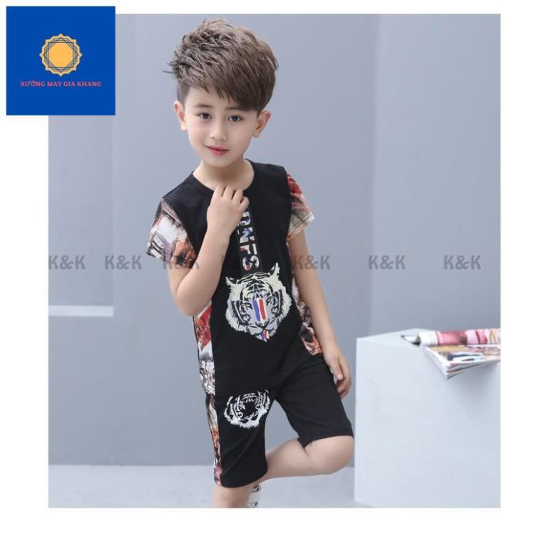 Đồ bộ quần áo thun bé trai in cọp, may phối in 3D, chất cotton thoải mái mát mẻ - Quần áo trẻ em - GiaKhang.