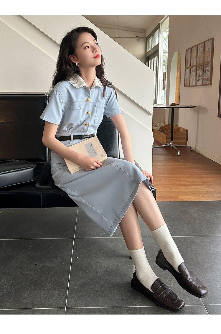 DIYIWEI Váy cổ búp bê thơm cho nữ mùa hè 2023 Thiết kế kiểu Pháp