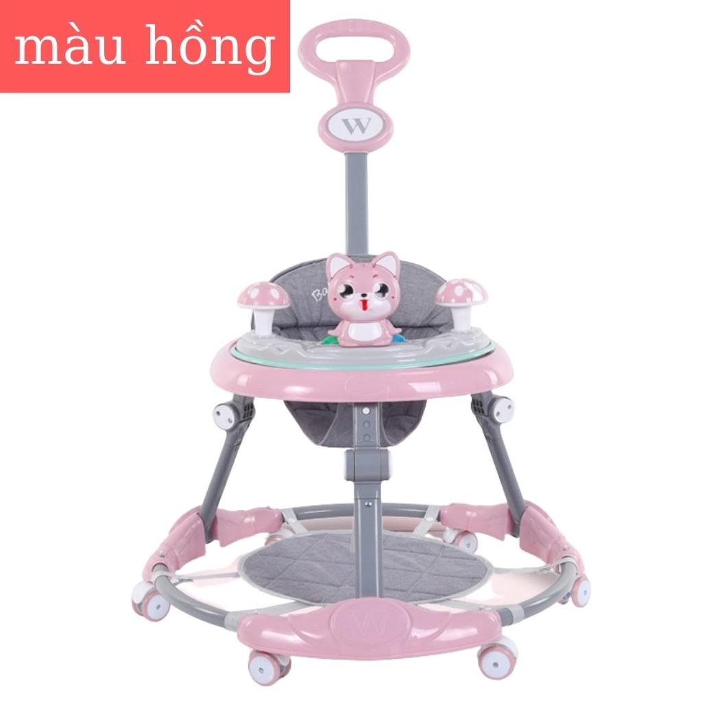 Xe tròn tập đi cho bé baby walk - xe dụng cụ tập đi có cán đẩy điều chỉnh cao thấp có nhạc,đèn