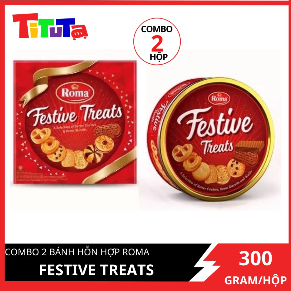 Combo 2 Bánh Quy Hỗn Hợp Roma Festive Treats Hộp 300gx2