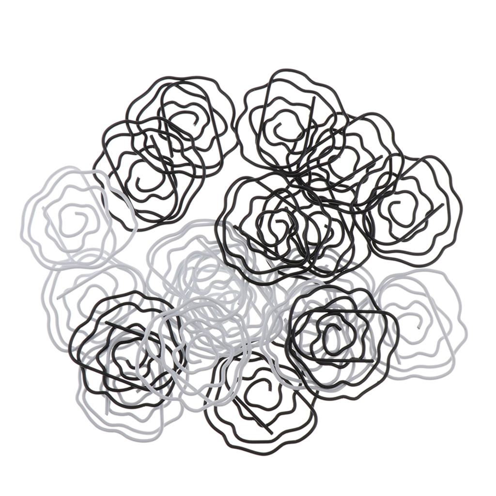 20Pcs Rose Flower Shape Paper Clip Binder Clip Book Mark for Office Organize