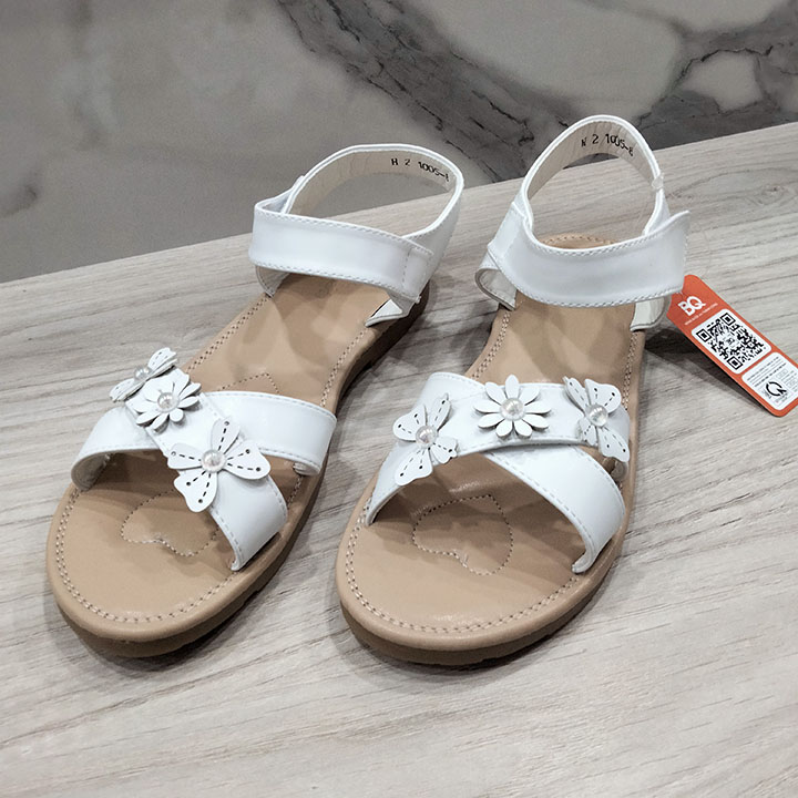 Giày Sandal quai hậu bé gái bảng chéo phối ba hoa xinh xắn quai xé dán tiện lợi SD TS1005-8 (31-36) Bảng chéo ba hoa