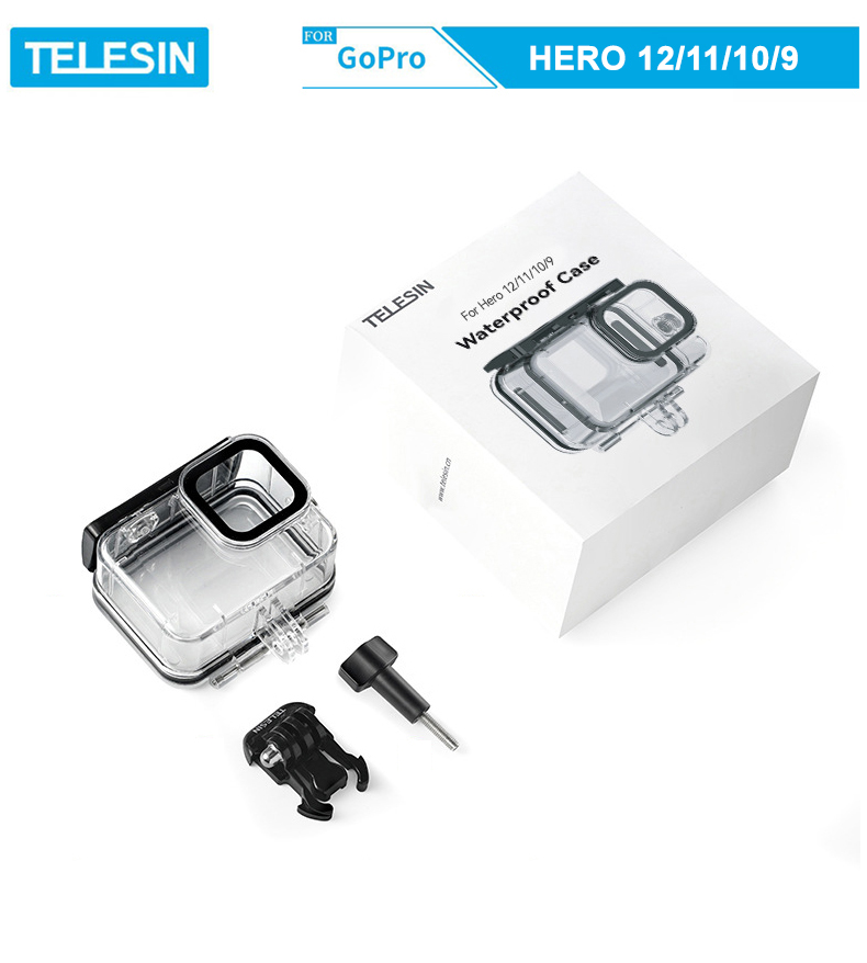 Case chống nước hãng TELESIN dùng cho camera hành động GoPro Hero 9, GoPro Hero 10, GoPro Hero 11, GoPro Hero 12