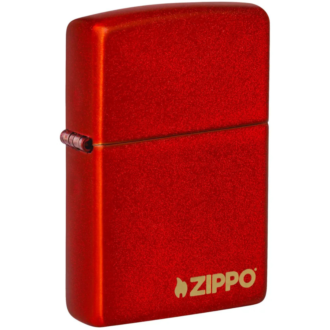 Bật Lửa Zippo Chính Hãng Classic Metallic Red Logo - Màu Đỏ Kim Loại Chống Gió