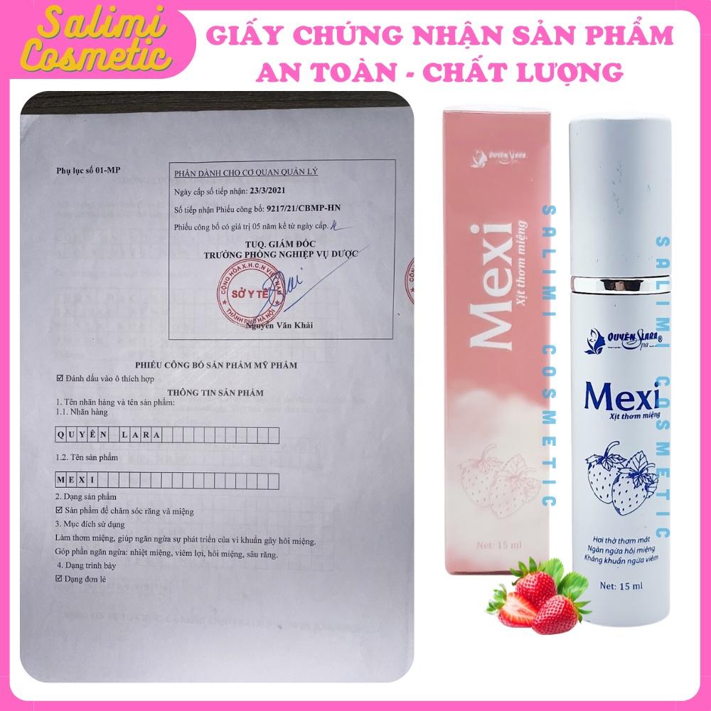 COMBO 2 Lọ Xịt Thơm Miệng MEXI Vị Dâu Tây Quyên Lara 15ml, Giúp Hơi Thở Thơm Mát, Ngừa Viêm Lợi