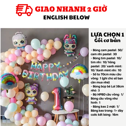 Bộ trang trí sinh nhật cho bé gái búp bê Tnoi50
