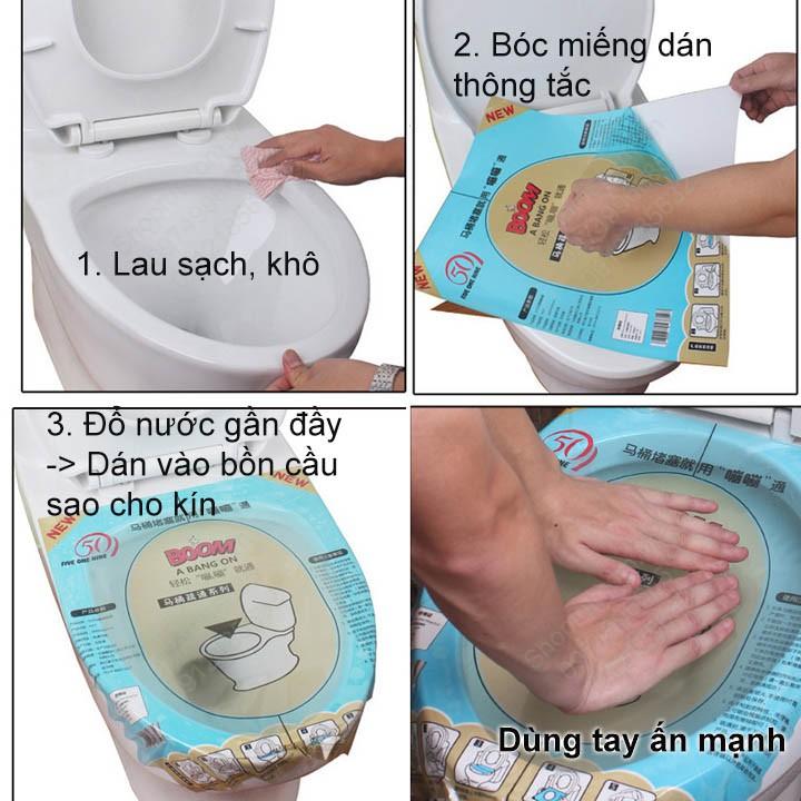 Miếng dán thông tắc bồn toilet cầu đơn giản, tiện dụng