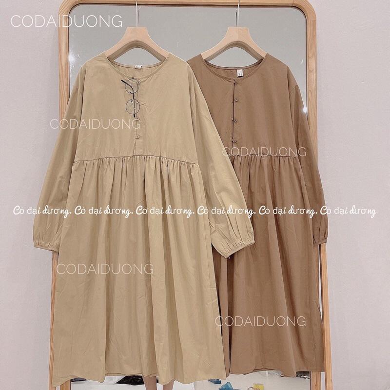 Váy bbd cổ tròn 5 cúc