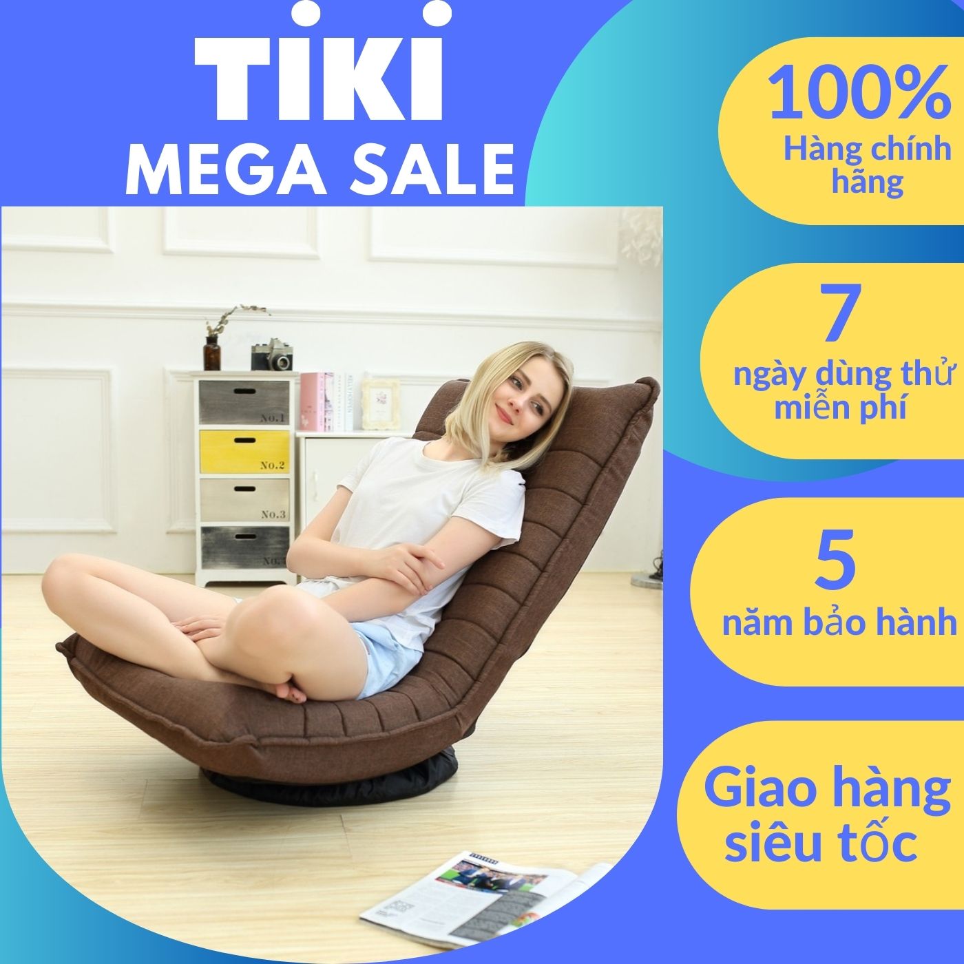 Ghế Thư Giãn Nghỉ Ngơi, Ghế Mặt Trăng Xoay 360 Độ Điều Chỉnh Được Lưng Ghế 5 Nấc Có Khóa Kéo Dễ Dàng Vệ Sinh