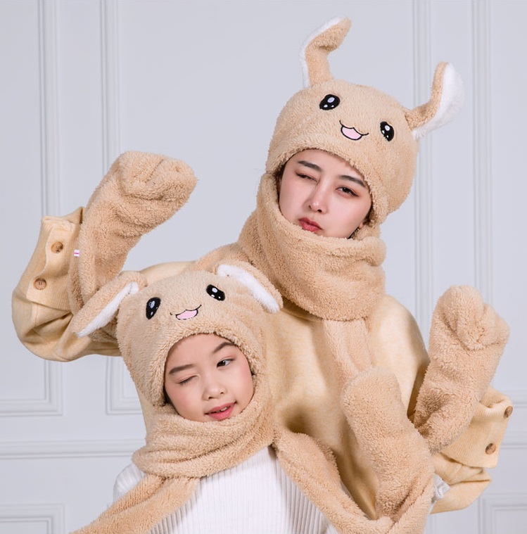 Mũ thỏ tai trắng giật giật siêu vui nhộn vải nhung Cotton cho các bé trai và bé gái
