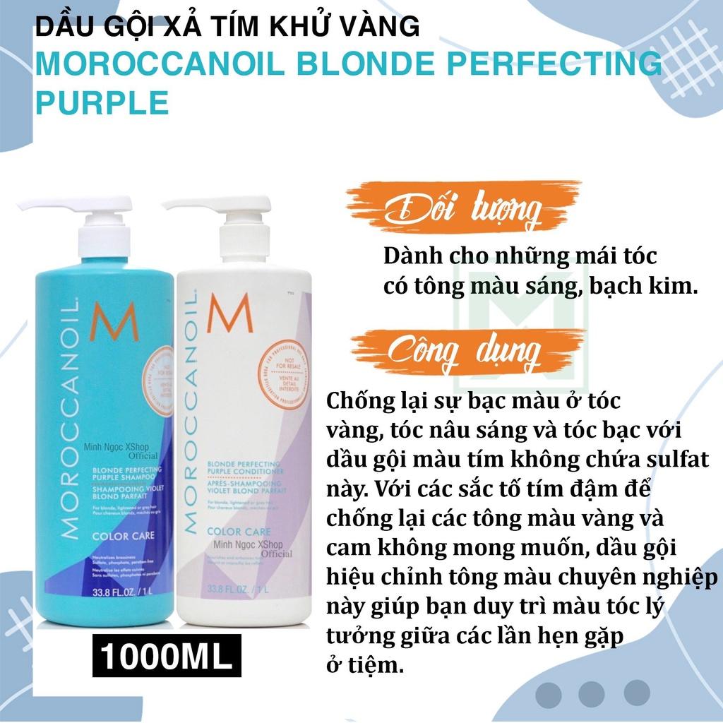 Dầu gội tím khử vàng Moroccanoil Blonde Perfecting 200ml/1000ml + Kèm gội xã gói Karseell Mini 15ml*2