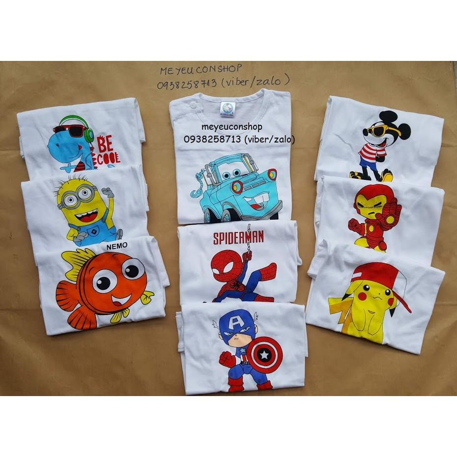 ÁO CÀI VAI DÀI TAY COTTON TRẮNG IN HÌNH CHO BÉ - BIBO KIM THU