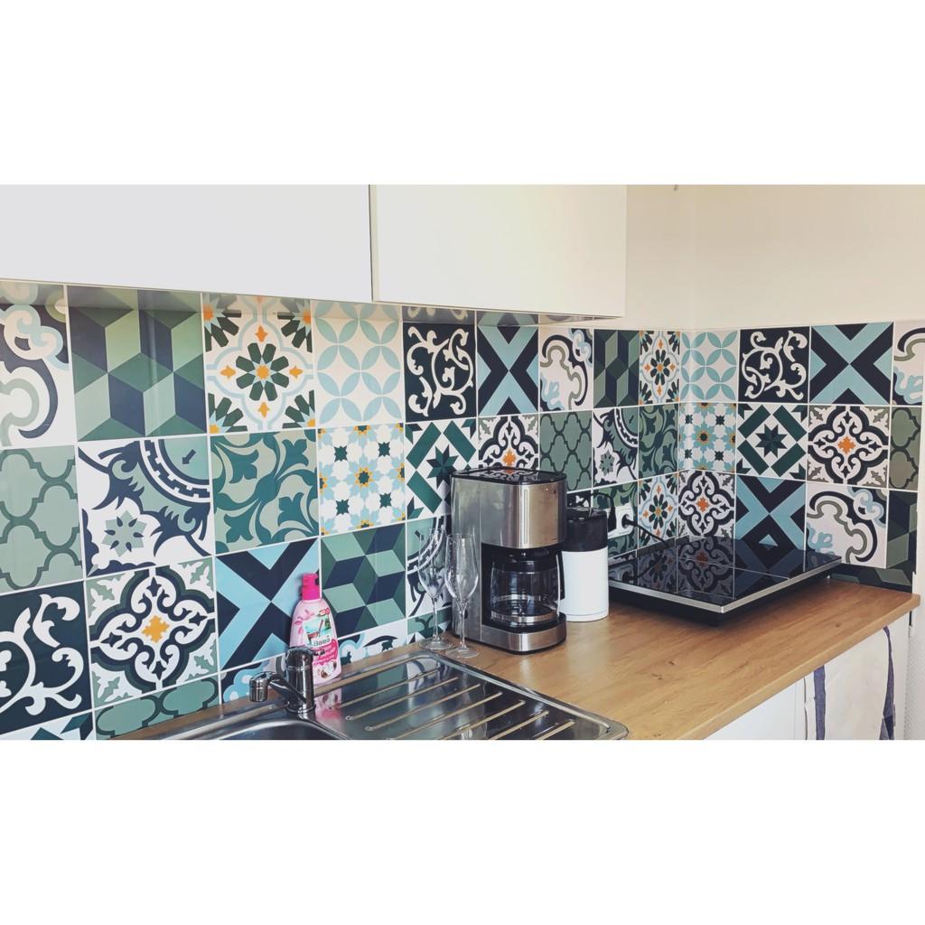 Decal dán kính bếp tường dán nhà tắm decor chịu nhiệt dễ lau chùi đề can loại 1 - Green khổ 40x60cm 0006