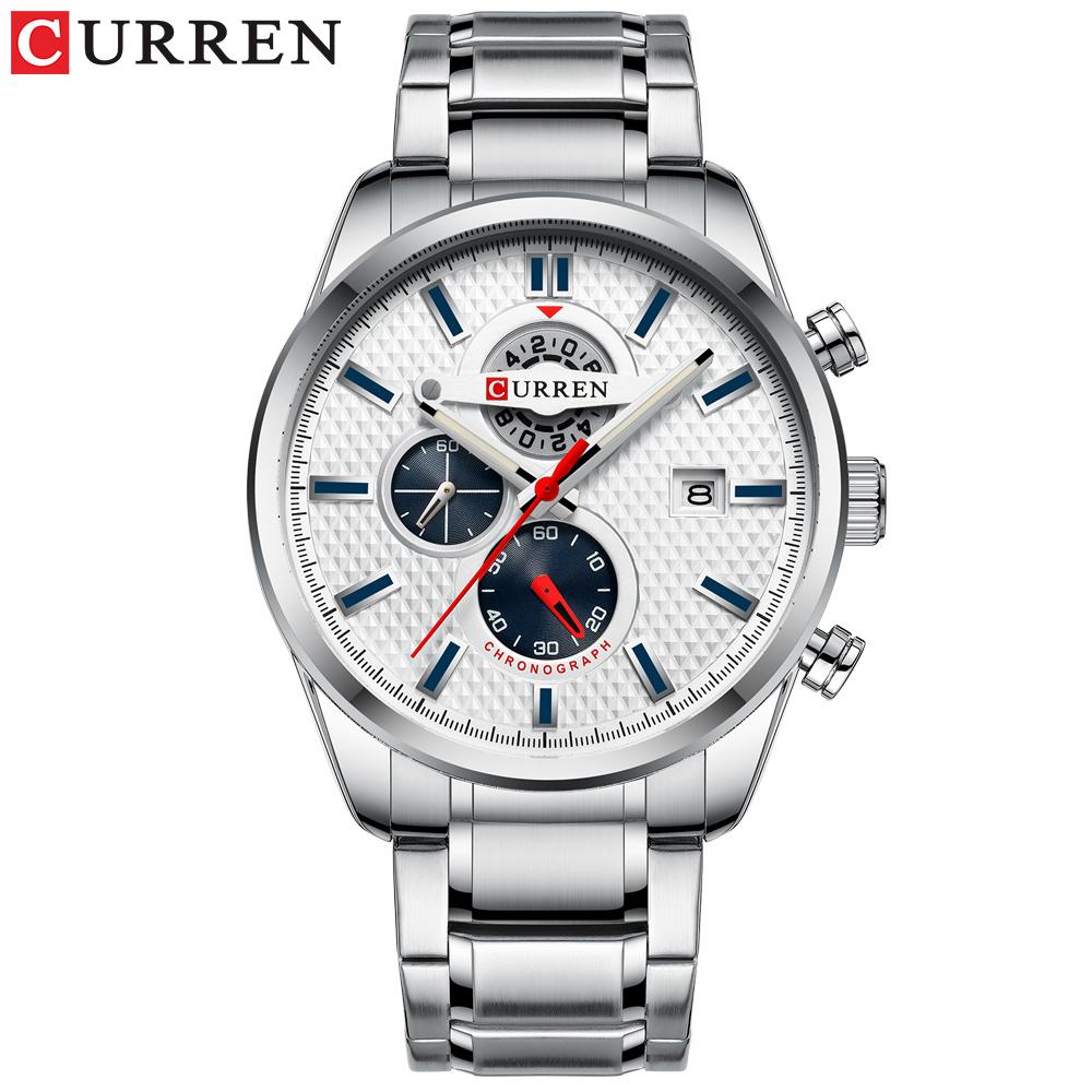 Đồng hồ Curren Men Vỏ hợp kim cổ điển tinh tế Dây đeo bằng thép không gỉ không thấm nước