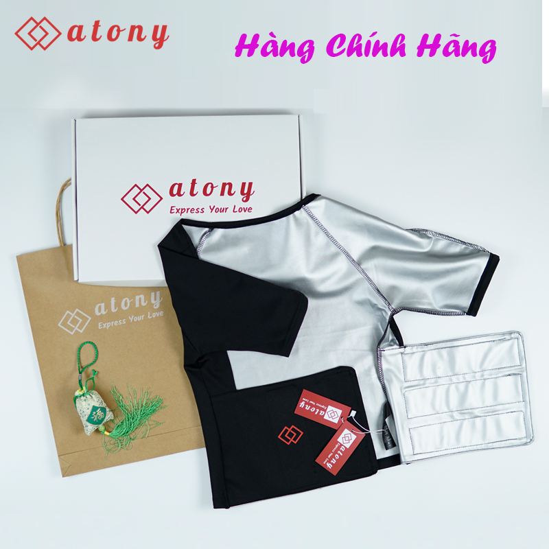 Set Đồ Tập Sinh Nhiệt ATONY Cao Cấp Cho Nữ, Tráng Nano Bạc Hỗ Trợ Giảm Cân, Đổ Mồ Hôi, Tan Mỡ Bụng - Hàng Chính Hãng (Áo Đai Lửng + Quần)