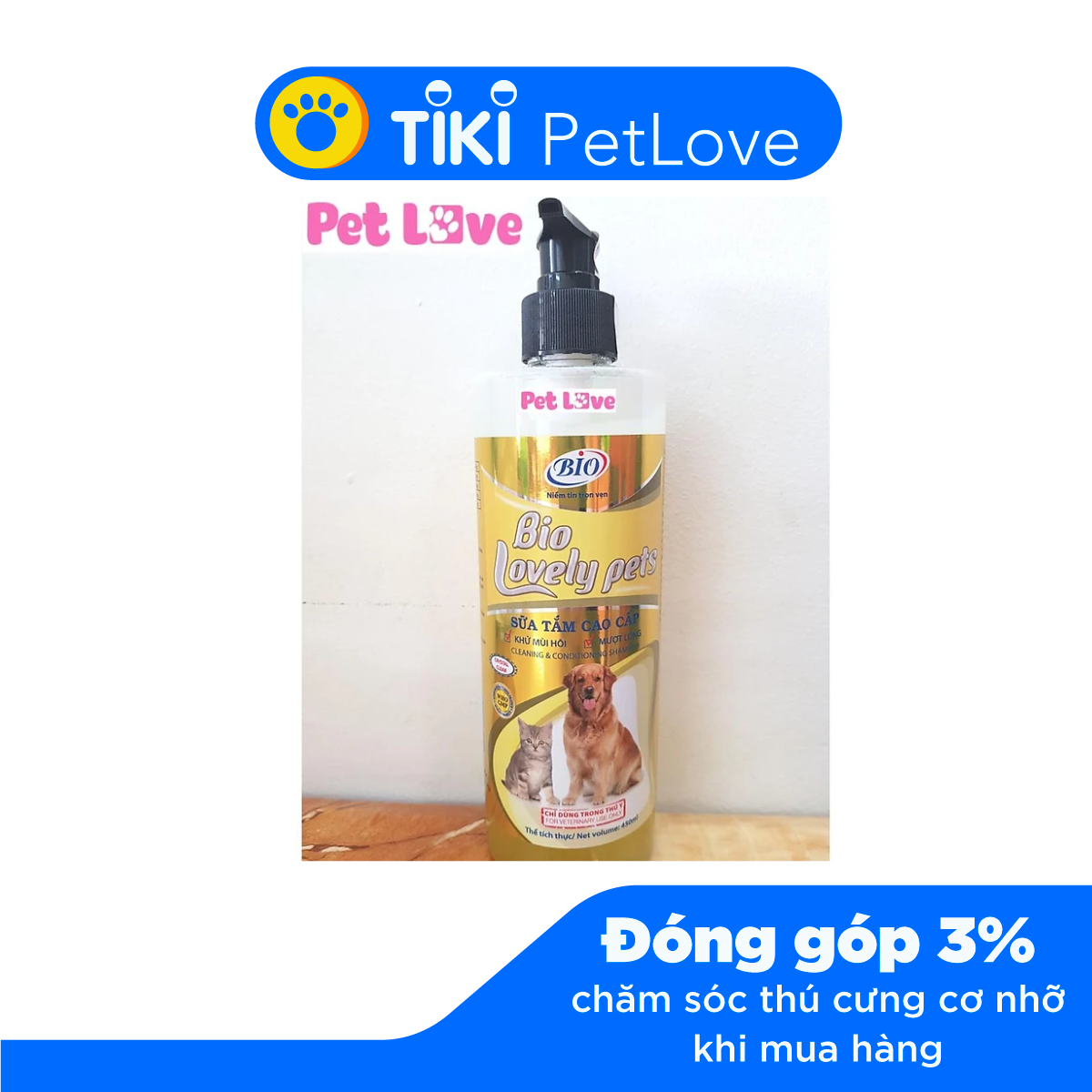 Sữa tắm Bio Lovely Pet  dưỡng lông chó mèo siêu mượt, khử mùi hôi