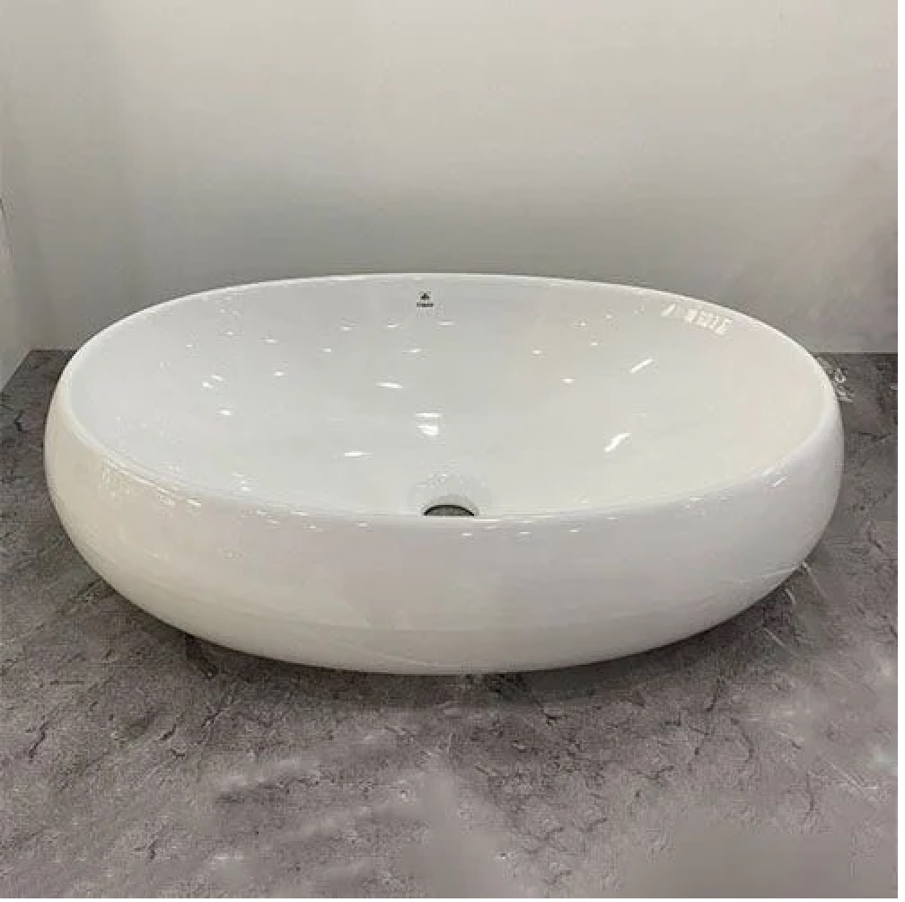 CHẬU RỬA MẶT, LAVABO ELIP NHẬP KHẨU CAO CẤP CHÍNH HÃNG GROVES GRVC 065 (men đẹp sáng 100 năm) (CHẬU) (58x38 cm)