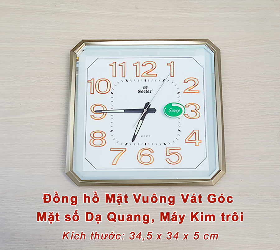 Đồng hồ Eastar  Vuông vát góc, Máy kim trôi, có Dạ quang (*)