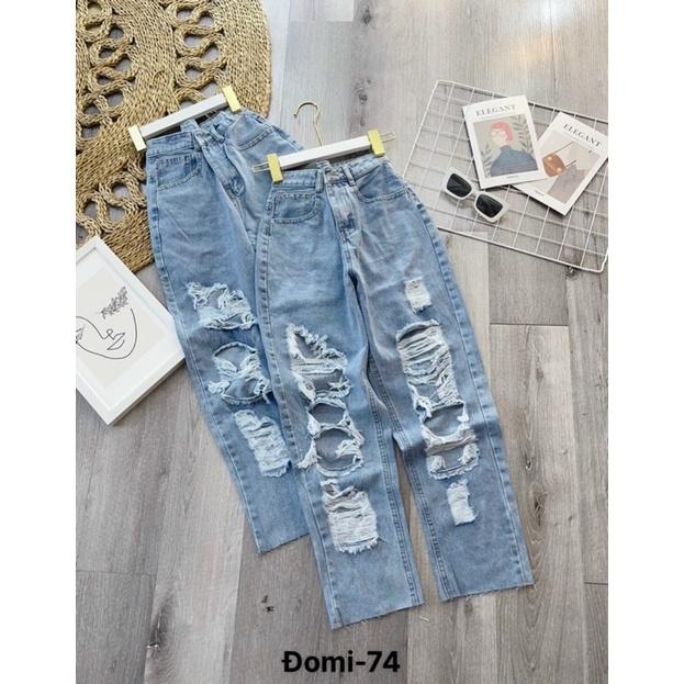 Quần baggy jean rách cá tính mã 74, ảnh thật chụp sàn