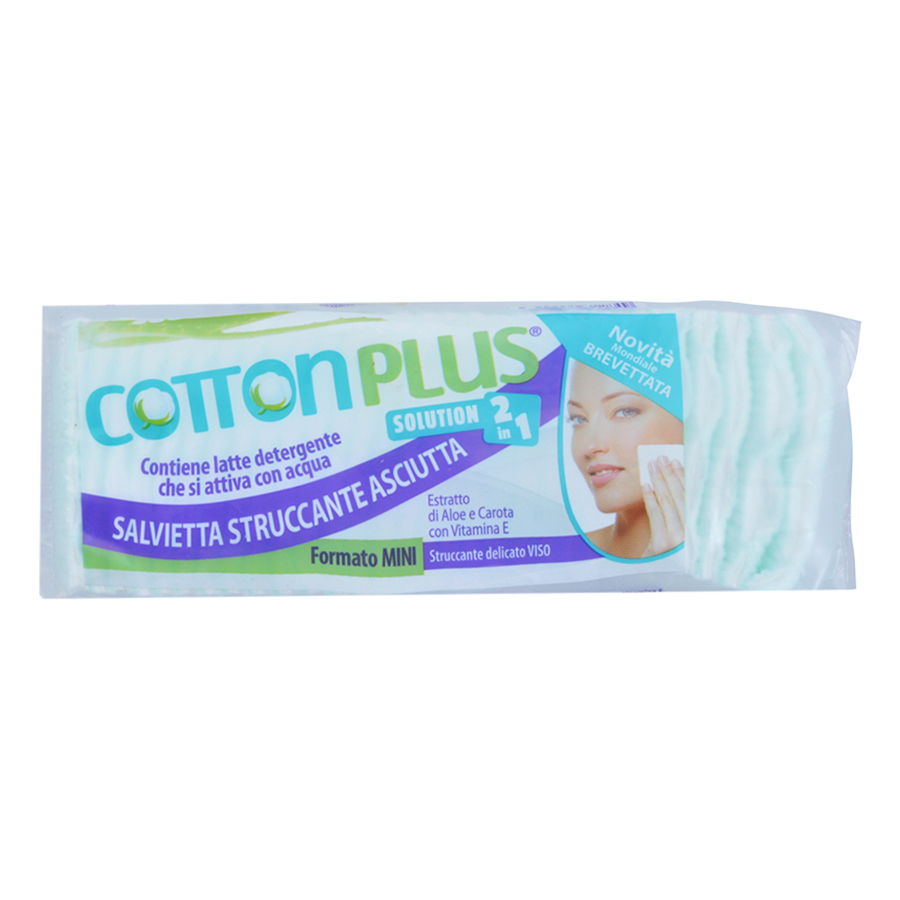 Bông Tẩy Trang Cotton Plus 2 Trong 1 Chiết Xuất Lô Hội - Cà Rốt - Vitamin E (60 Miếng)