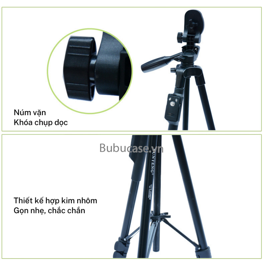 Chân Máy Ảnh, Tripod Chất Liệu Nhôm Cao Cấp - Gọn Nhẹ, Chắc Chắn [5208RM]