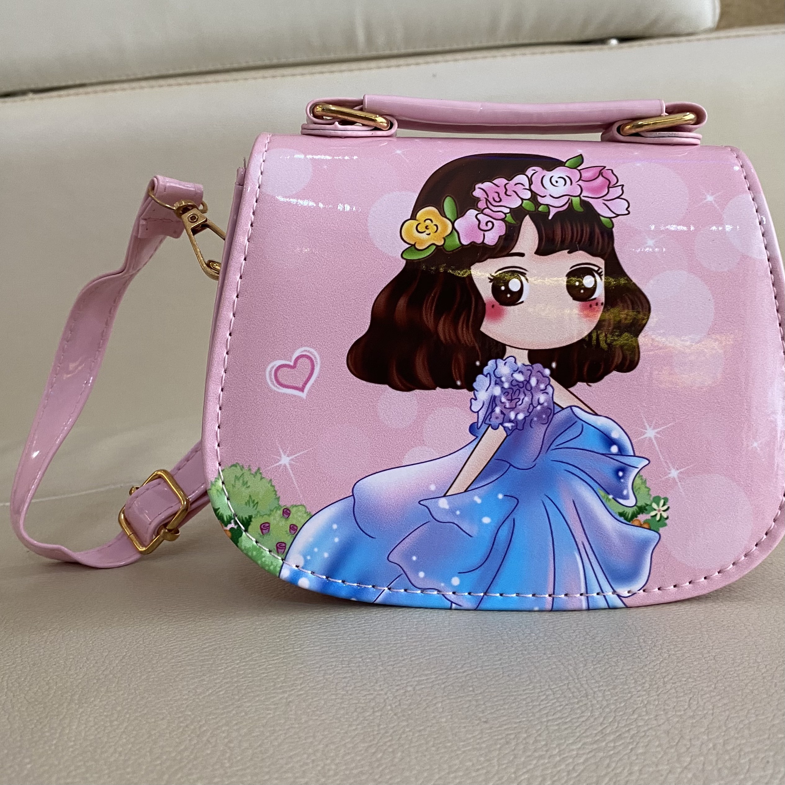 Túi Đeo Chéo Hình Công Chúa Siêu Dễ Thương Cho Bé Gái - Da PU - Kích thước 12cm x 10cm x 7cm