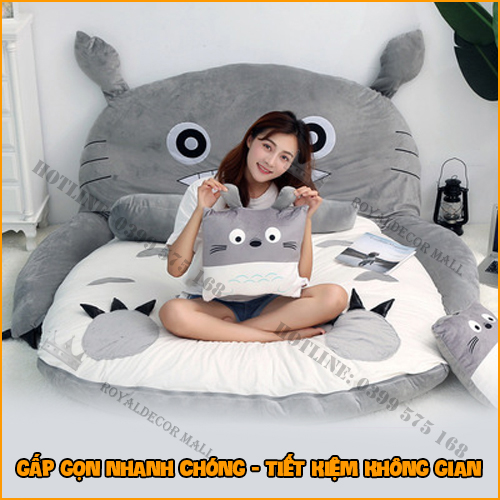 Giường Lười Totoro Gấp Gọn Thông Minh ROYALDECORHN - Đệm Lười Totoro Cao Cấp Cực Êm, Mềm Mịn - Nội Thất Phòng Ngủ