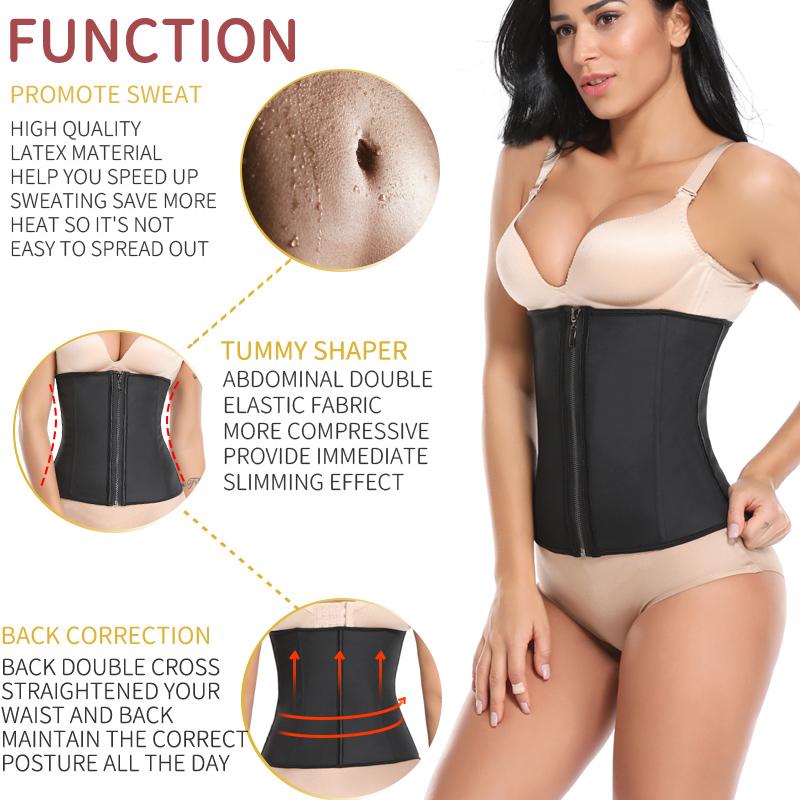 Áo Tập Toàn Thân Cao Su Eo Huấn Luyện Dây Kéo Underbust Thon Gọn Bụng Eo Cincher Giảm Béo Quần Đùi Shaper Đai Định Hình Nữ