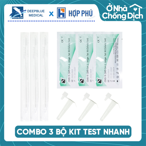 SIÊU TIẾT KIỆM - Combo 3 Kit test nhanh Covid-19 Colloidal Gold thương hiệu DeepBlue (3 bộ dành cho 3 người)